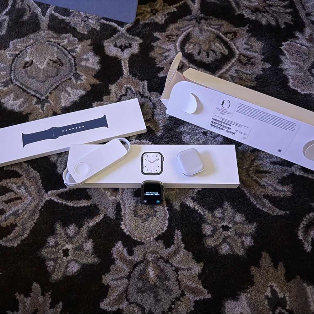 Like New Apple Watch Series 7 Stainless Steel 45 MM with New Abyss Band